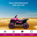 12V Electric Quad Bike for Kids Ride On Car Toy, with Forward Reverse Functions, LED Headlights, Music, for Ages 3-5 Years - Pink