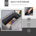 Compact Loveseat Sofa - 2 Seater with Storage & Wood Legs in Grey