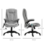 Executive Reclining Chair w/ Heating Massage Points Relaxing Headrest Grey with Lower Detail