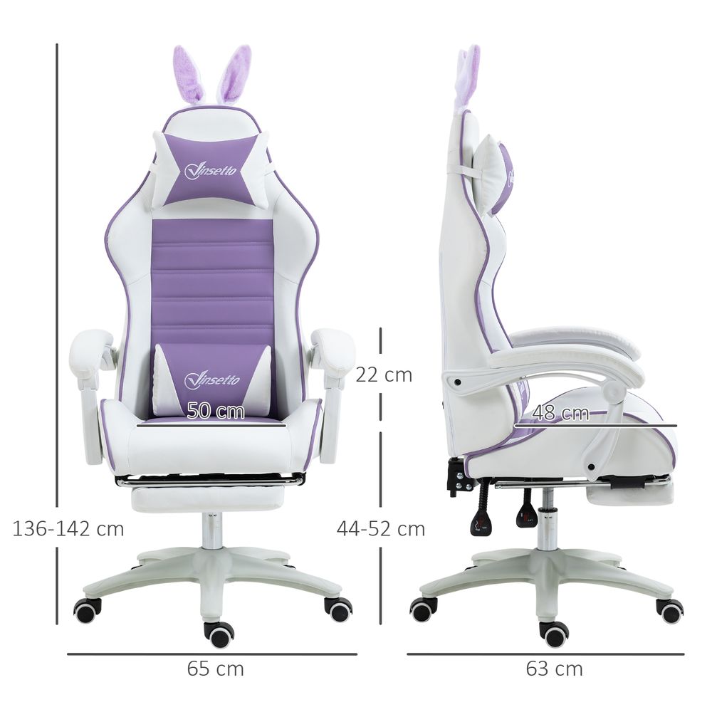 Gaming Chair - Footrest - Rabbit Ears - Purple