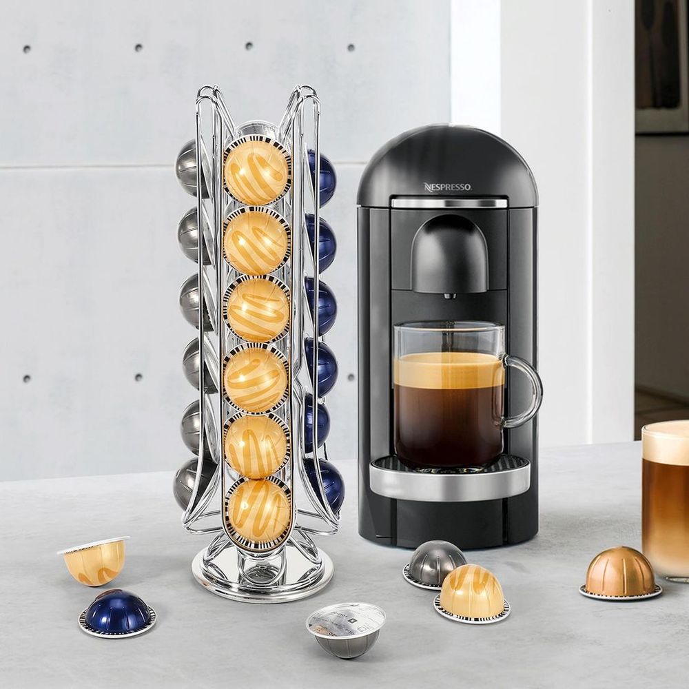 CHROME 24 COFFEE POD STAND - Organize and Display your Flavors with this Sleek Holder!