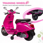 Vespa Licensed 12V Kids Electric Motorbike w/ 2 Training Wheels