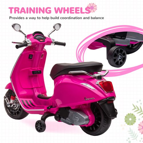 Vespa Licensed 12V Kids Electric Motorbike w/ 2 Training Wheels