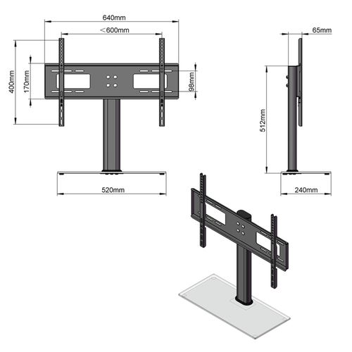 32-55" Wall Mount TV Mount Bracket with Column