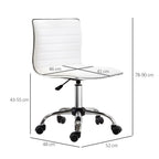 Armless Mid-Back Adjustable Office Chair 360 Swivel Ergonomic White