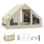 Inflatable Camping Tent with Pump, 2-4 Person Glamping Tent