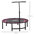 45” Round Mini Fitness Trampoline Rebounder Indoor Outdoor Mini Jumper with Adjustable Handle - Pink