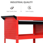 3-tier Tool Trolley Cart Roller Cabinet Storage Box Lockable Casters Red