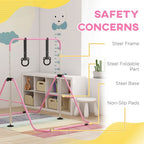 Adjustable Height Foldable Kids Gymnastics Bar with Non-Slip Mats, Pink