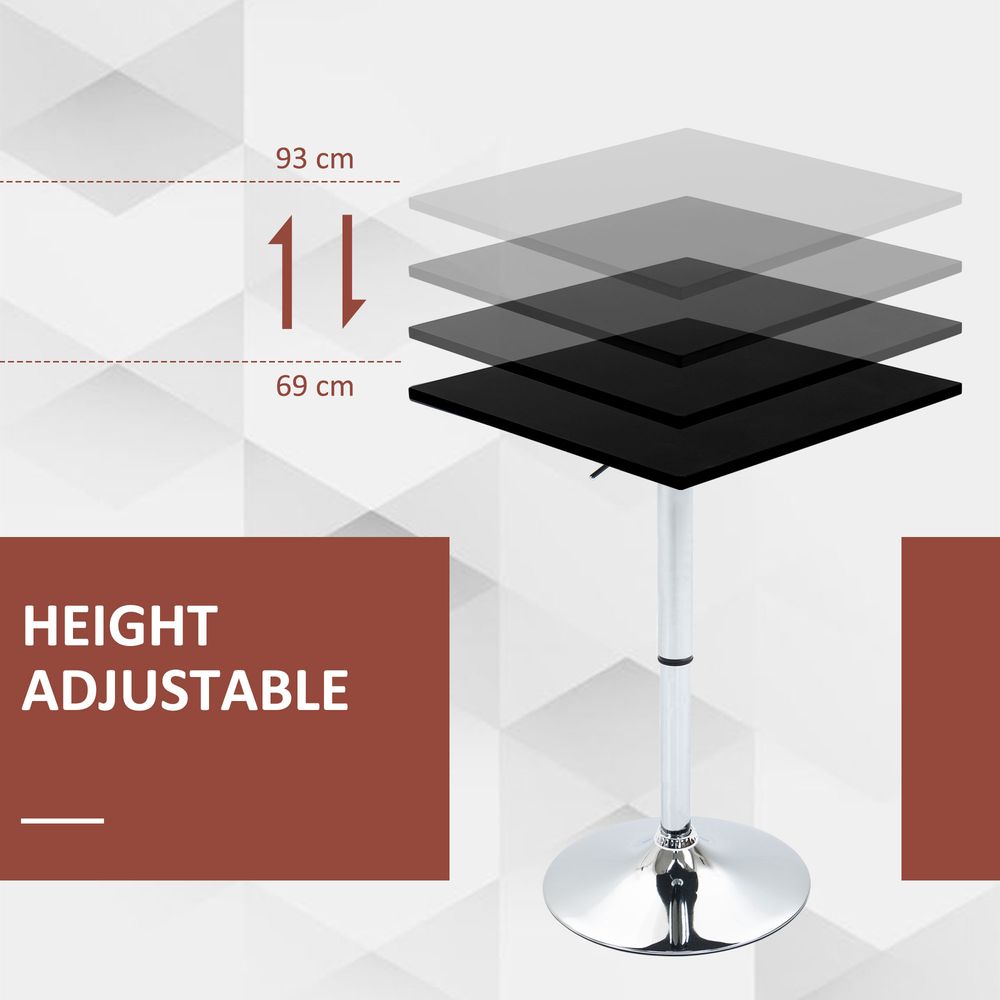 Versatile Adjustable Bar Table - Black/Silver Frame - Ideal for Any Space