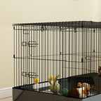 Guinea Pig Cage, 2 in 1 Rabbit Cage Pet Playpen for Hedgehogs, Black