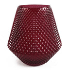 Pink Glass Vase: 23cm Diamond Embossed. for Showcasing Flowers. Hand-finished for Unique Variations