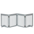 Dog Barrier 4-Piece 204 x 61 cm Foldable Door Safety Gate with 2 Support Feet, Freestanding Dog Gate, Wooden Stair Gate for Hallway, Stairs, Light Grey