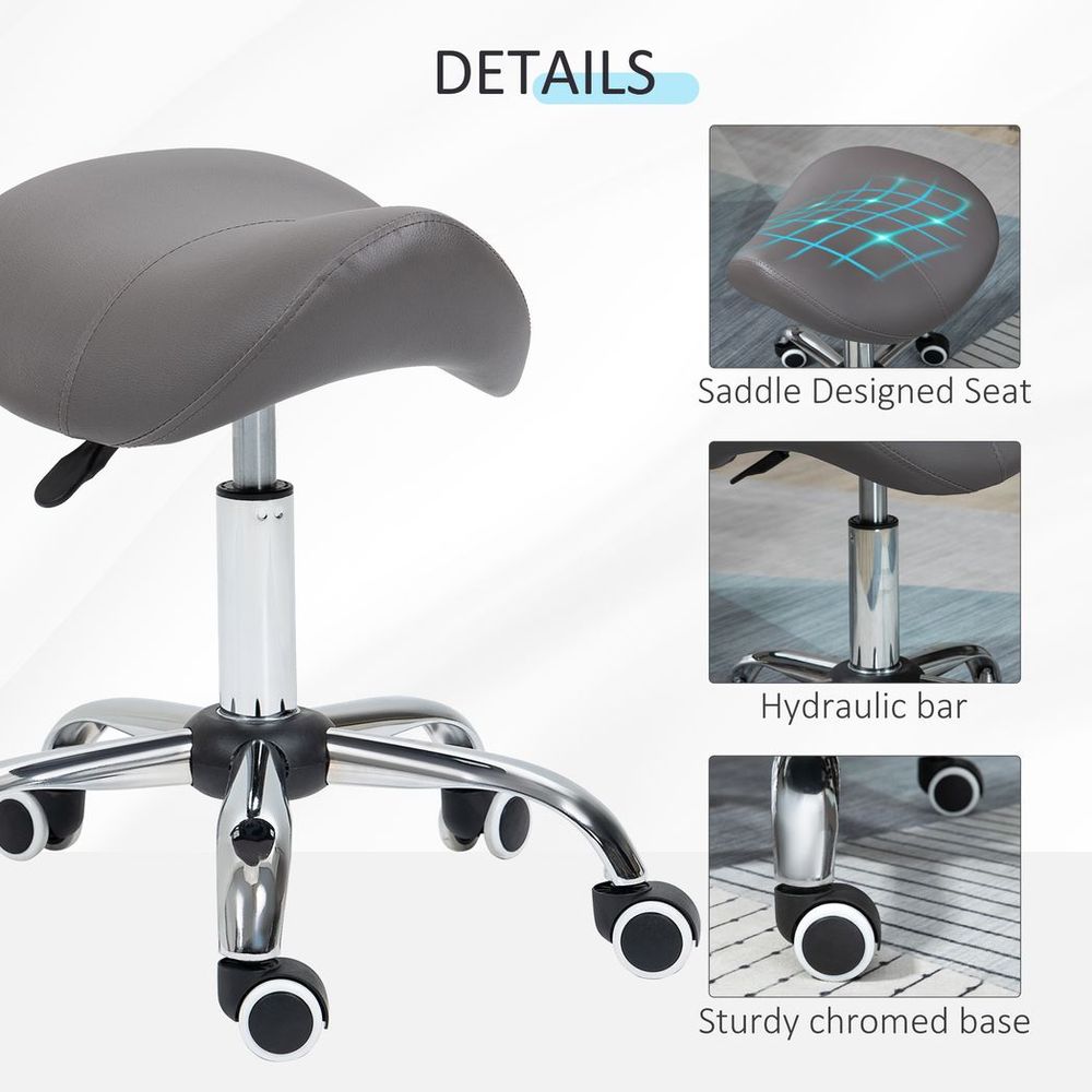 PU Leather Saddle Stool: Adjustable Height, Molded Padded Seat, Professional Salon Quality