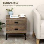 Metal Frame End Table with Storage Drawers - Bedroom & Living Room Furniture