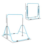 Kids Gymnastic Bar with Adjustable Height, Foldable Training Bar - Blue
