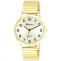Mens Basic Slimline Watch - Soft Comfort Expander Bracelet - Gold.1s