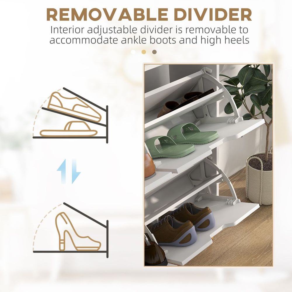 Shoe Storage Cabinet with 4 Flip Drawers for 16 Pairs of Shoes, White