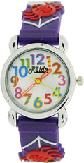 Children's Spider Web Purple Girl's Watch - Analog, Silicone Strap, Big Numbers