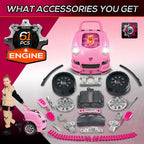 Kids Truck Engine Toy Set w/ Horn Light Car Key Age 3-5 Years, Pink