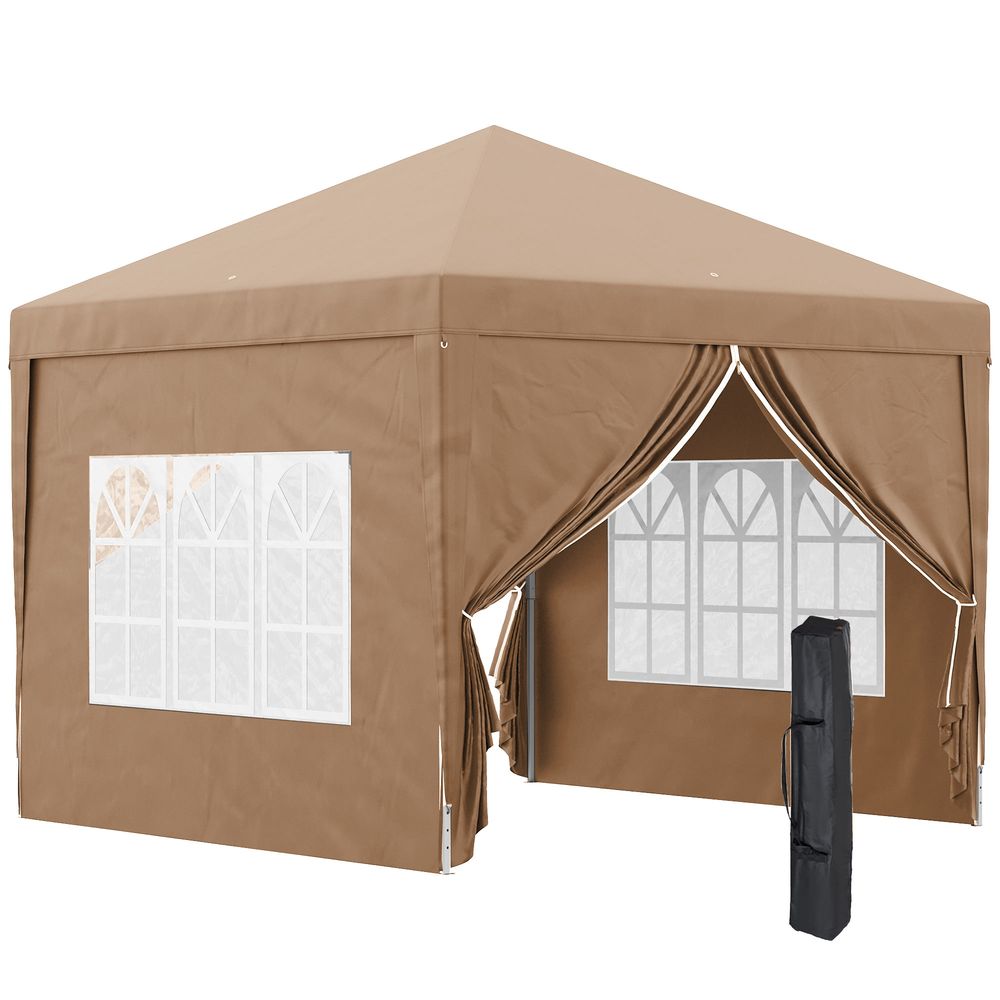 3x3 m Pop Up Gazebo Party Tent Canopy Marquee with Storage Bag Coffee