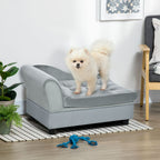Pet Sofa Dog Chair Cat Couch w/ Storage, Cushion - Light Blue in Blue
