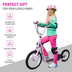 Teen Scooter Adjustable Height Dual Brakes Rubber Wheels Kickstand