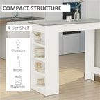 Coffee Table / Bar table - Clean white frame, with wood-effect table top - Grey