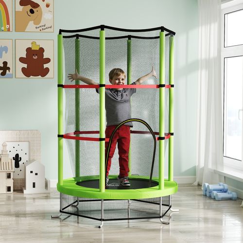 Kids Trampoline Mini Bouncer w/ Enclosure Net for 3-6 Years Green