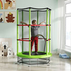 Kids Trampoline Mini Bouncer w/ Enclosure Net for 3-6 Years Green