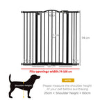 Adjustable Metal Pet Gate w/ Auto-Close Door - 74-100cm, Black