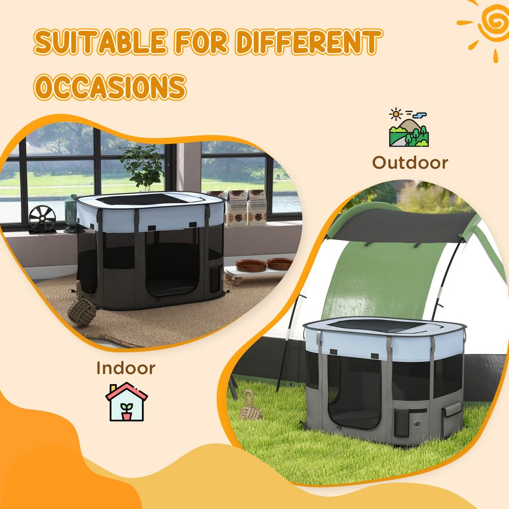 Portable Dog Pen - Puppies, Rabbits, Kittens, Guinea - Grey