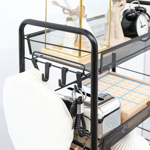 5 Tier Utility Rolling Cart with Removable Mesh Baskets, Black