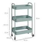 3 Tier Rolling Utility Cart with 3 Mesh Basket