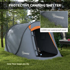 Pop up Camping Tent for 2 Man, 2000mm Waterproof with Carry Bag, Grey