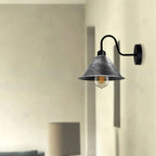 Vintage Silver Wall Sconce - Cone Shape Shade, Swan Neck Arm, Dimmable, E27 Base - for Indoor Lighting