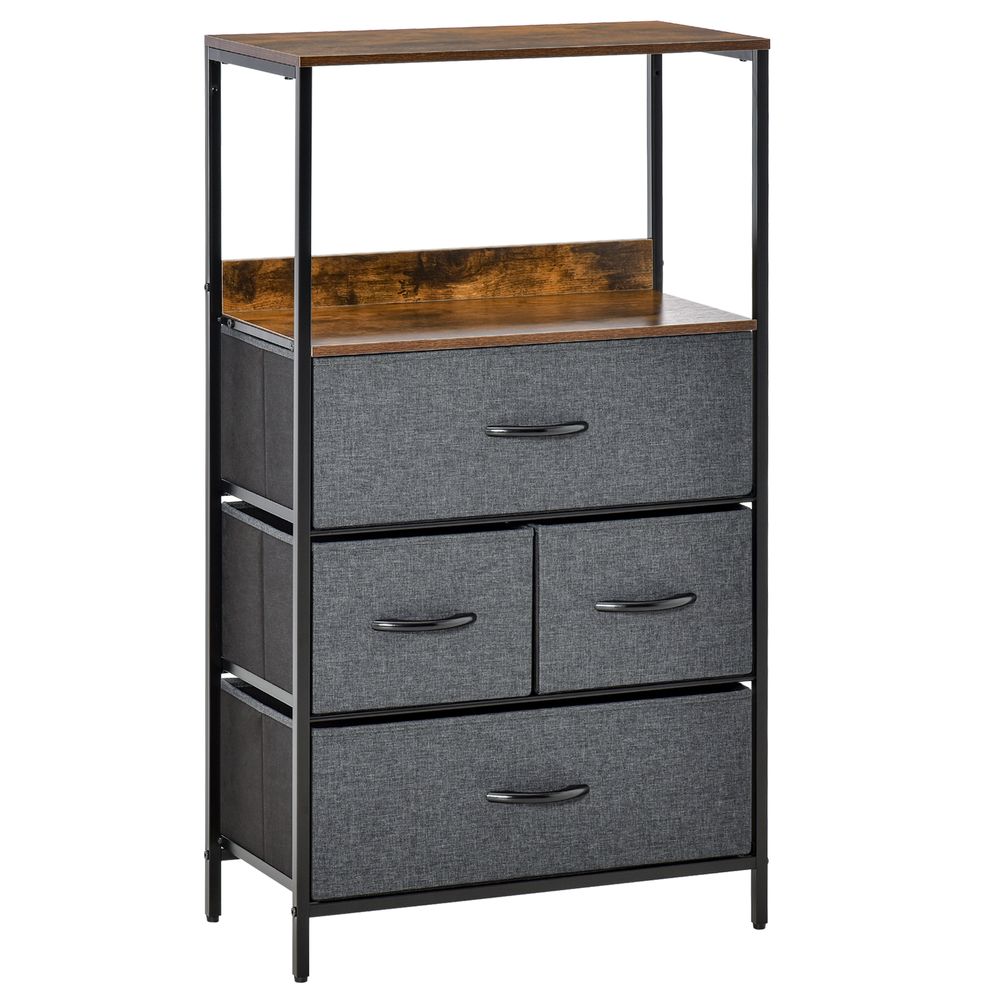 4 Drawer Storage Chest Unit - Black - Home Living Room Bedroom - Shelves