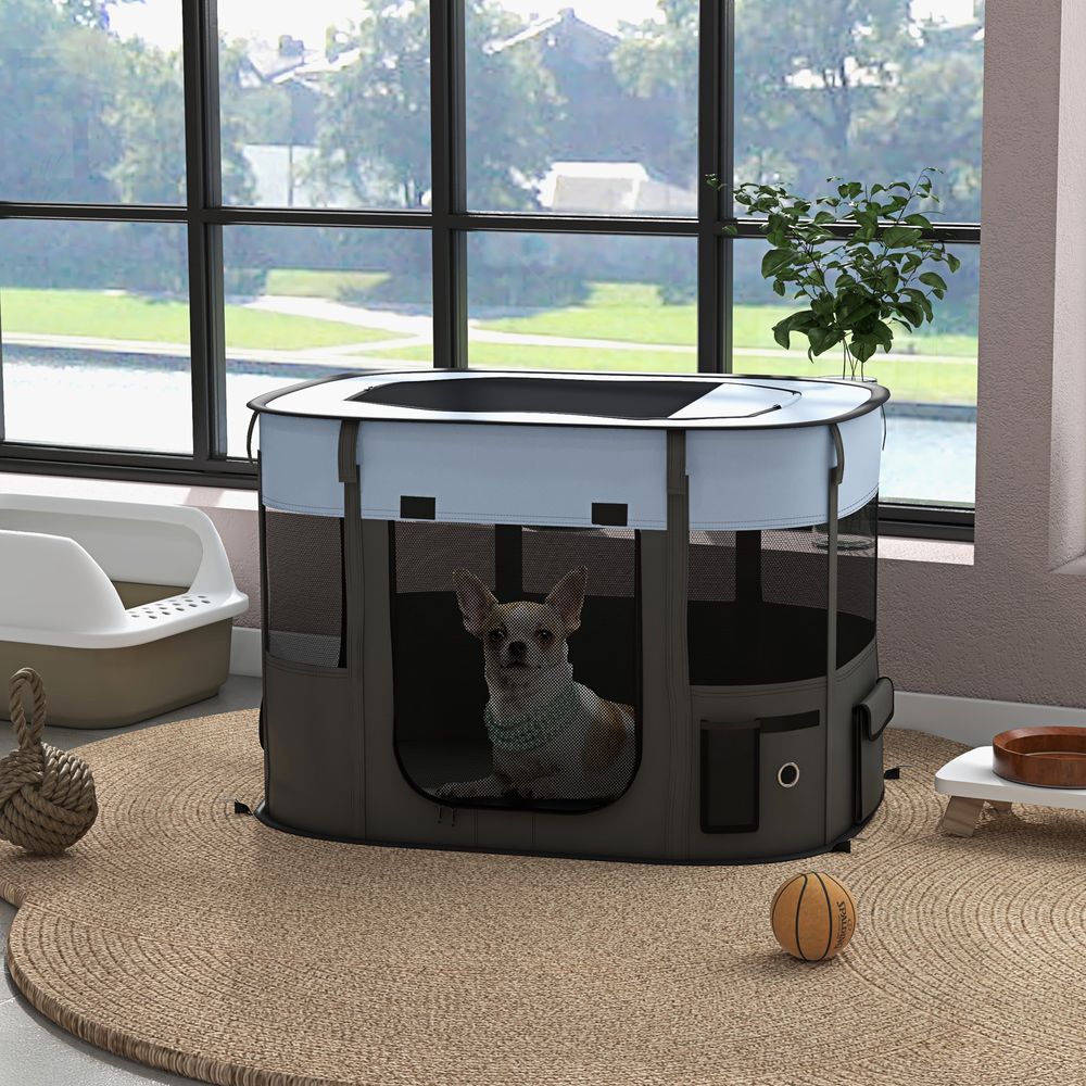 Portable Dog Pen - Puppies, Rabbits, Kittens, Guinea - Grey