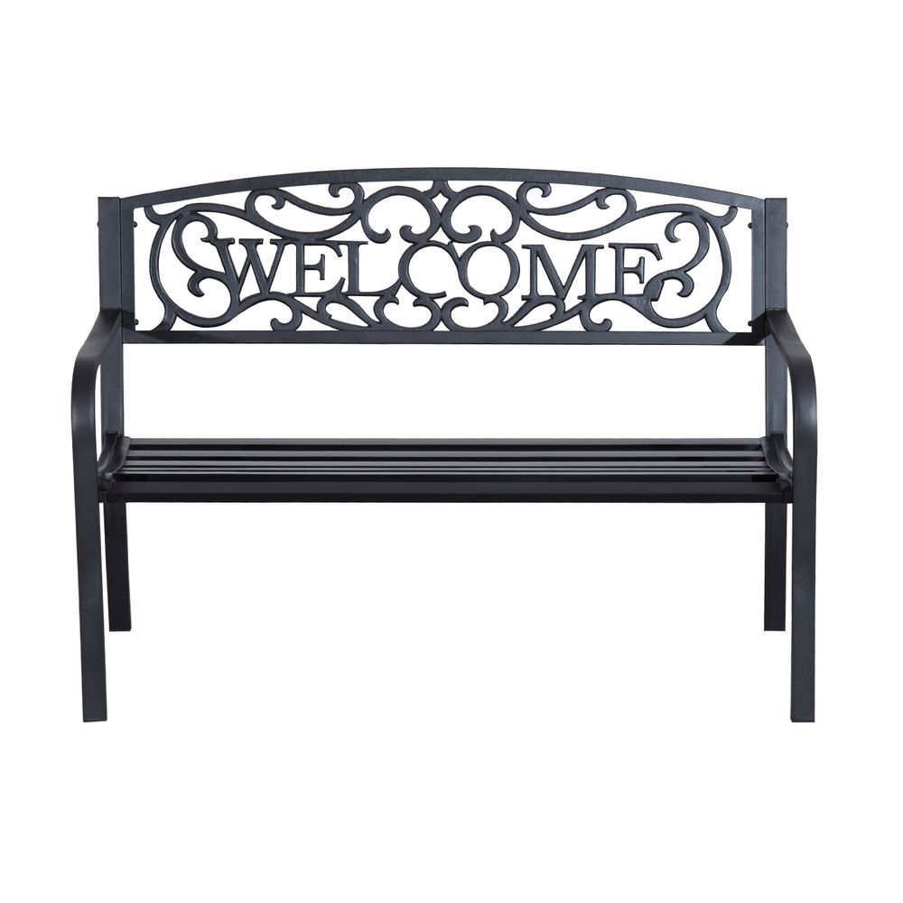 2-Seater Bench - Durable Steel Frame - Ideal for Gardens and Patios - Relax and Enjoy the Outdoors - Black