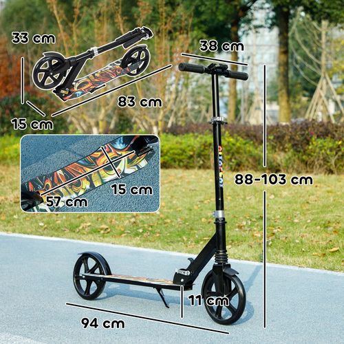 Kids Scooter, Foldable Kick Scooter w/ Adjustable Handlebar, Black in Black
