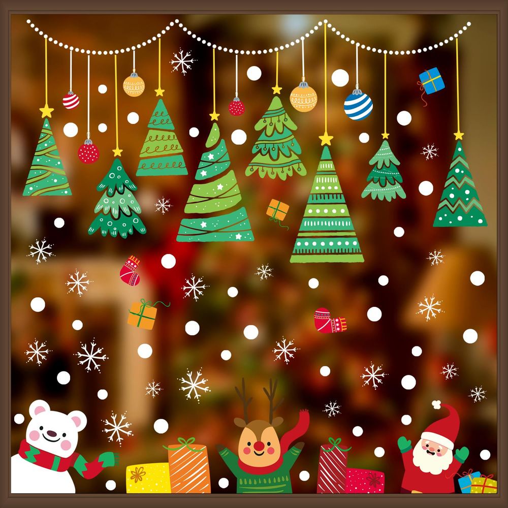 Vibrant Xmas Window Stickers - Create Festive Memories - Reusable Stickers - Easy to Apply - Material - Wide Application