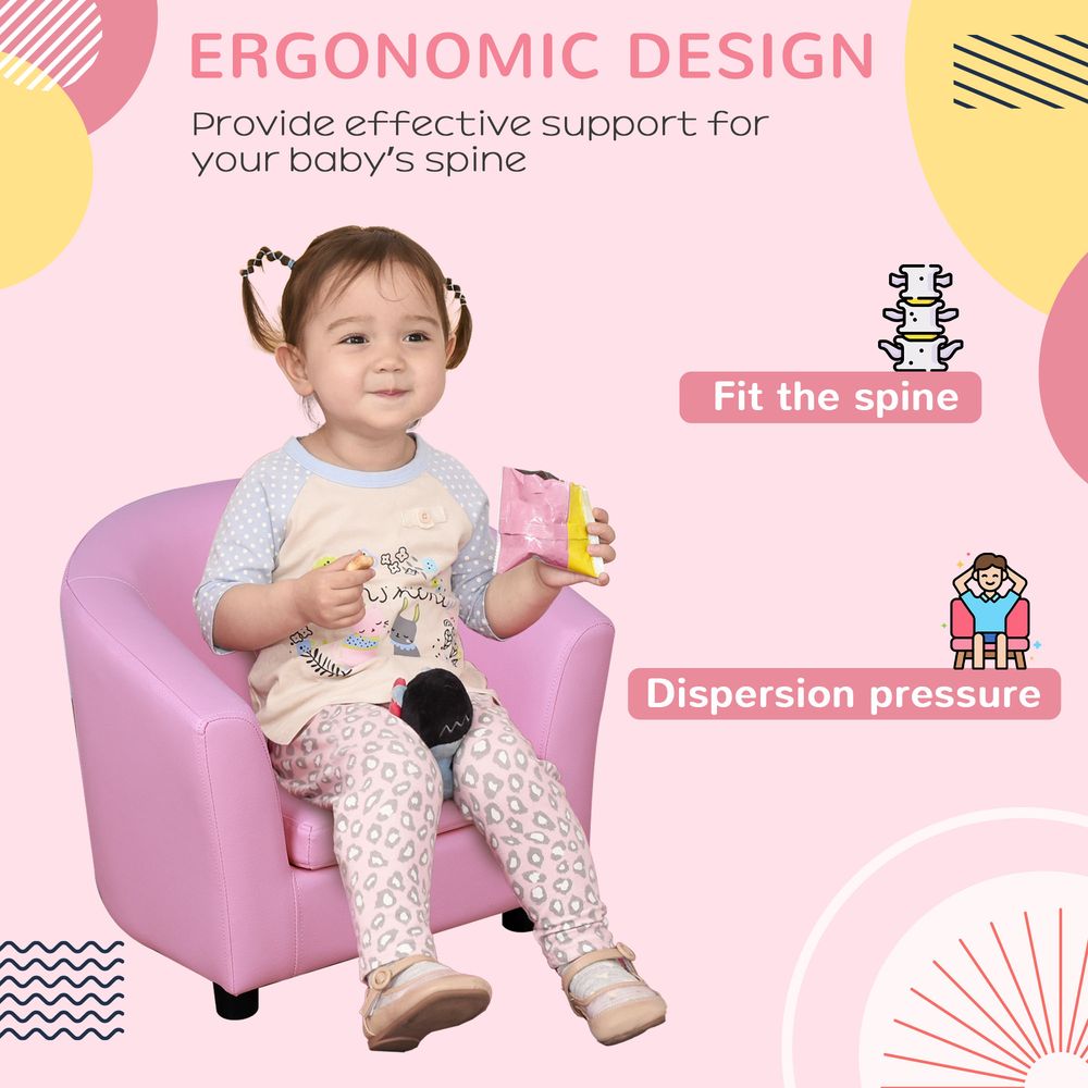 Kids Mini Sofa Children Armchair with Ottoman for Bedroom Playroom Pink