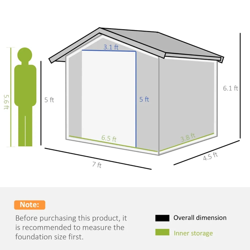 Garden Shed Storage Unit with Locking Door Floor Foundation Vent Brown