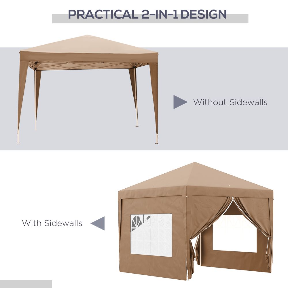 3x3 m Pop Up Gazebo Party Tent Canopy Marquee with Storage Bag Coffee