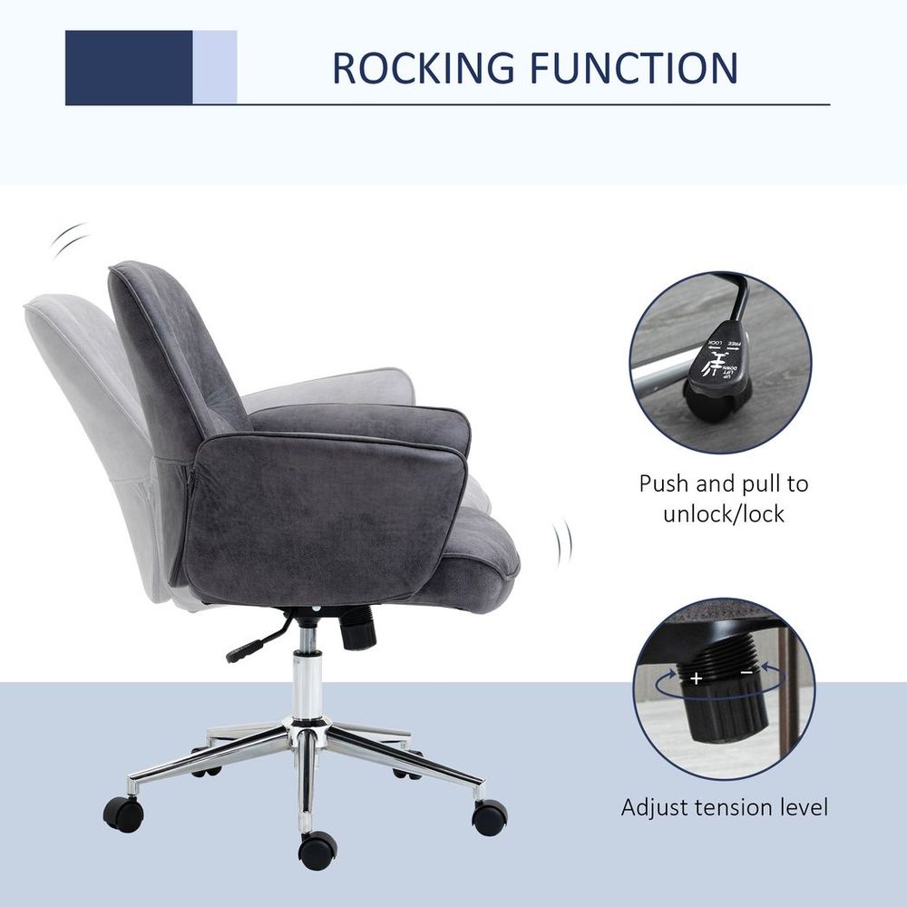 Swivel Computer Office Chair - Mid Back Desk Chair - Deep Grey