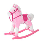 Rocking Horse Toy Plush Wood Pony Riding Rocker Neigh Sound Pink
