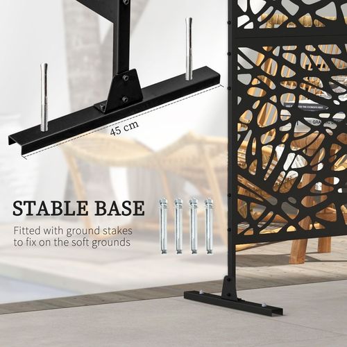 6.5FT Metal Outdoor Privacy Screen Panel with Stand, Twisted Lines