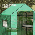 Greenhouse Cover Replacement w/ Door & Mesh Windows, Green - Durable & UV-Resistant