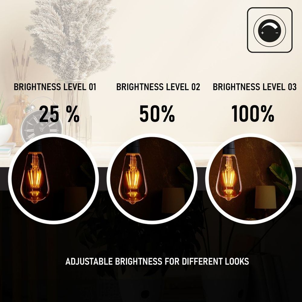 Vintage LED Edison Dimmable Bulbs - 5Pack Amber Glass - Warm White 2700K - Energy Saving - Long Lasting