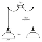 Burgundy Vintage 2 Way Ceiling Pendant Light Metal Industrial Style 29cm, E27 Base Hanging Pendant Lamp